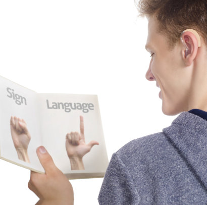 man learning sign language